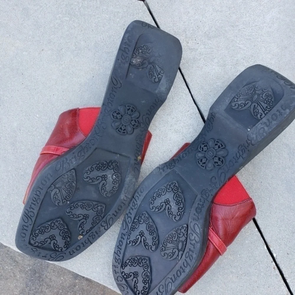 Brighton Beth Leather Slide On Red Size 8M
